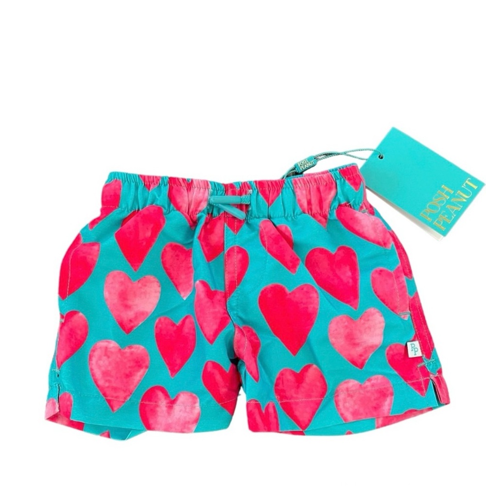 NWT Posh Peanut Queen Of Hearts Swim Trunks 6-12m